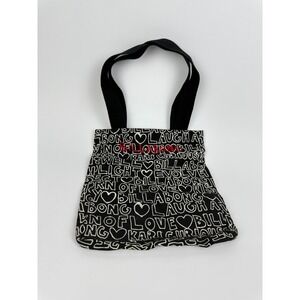 Billabong Tote Bag Black White Words Hearts Novelty‎ Purse/ Bag
